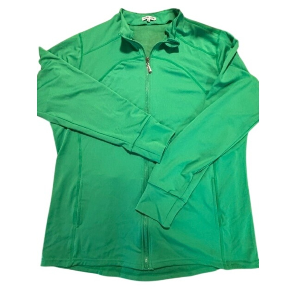 Vital Life Womens 2XL Green Full Zip Athletic Jacket Mock Neck Performance Top